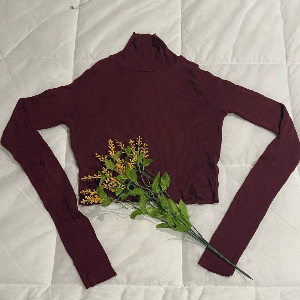 Crop turtle neck top